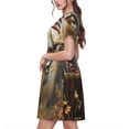thumbnail image 2 of Easygdp American Wildlife Deer Forest para Vestido Transpirable de Mujer, Vestido Suelto de Manga Corta con Pliegues y Bolsillos para el Verano, 2 of 6