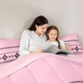 thumbnail image 4 of Castle Fairy Vintage Aztec King Size Comforter Sets 3pcs,Tribal Geometric Motif Comforters King Size,Black Light Pink,Reversible,1 Comforter and 2 Pillowcases, 4 of 6