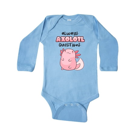

Inktastic Always Axolotl Questions Cute Curious Axolotl Gift Baby Boy or Baby Girl Long Sleeve Bodysuit