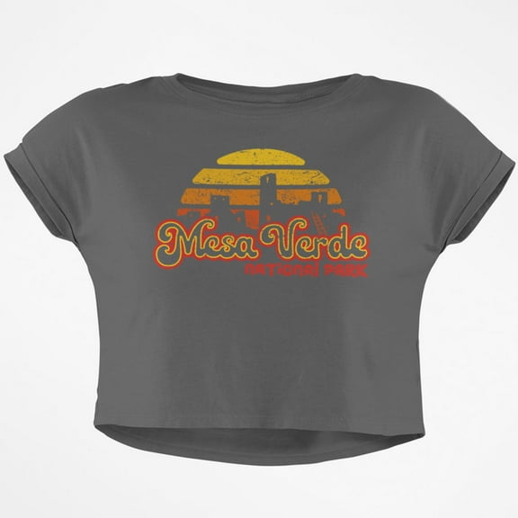 National Park Retro 70s Sunset Mesa Verde Junior Boxy Crop Top T Shirt