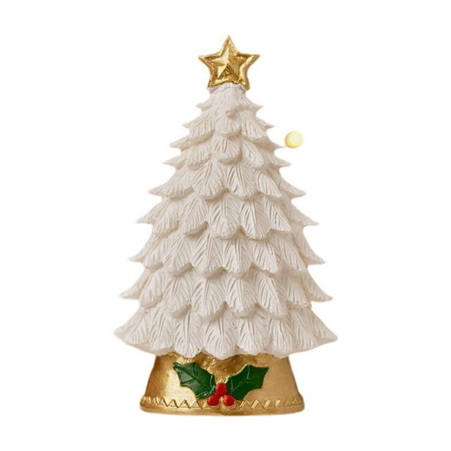Adorno de mesa en miniatura para árbol de Navidad, accesorio para fotografía de boda, artesanía de resina de escritorio, estatua navideña Blanco