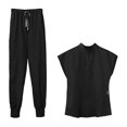 thumbnail image 2 of Conjunto de uniformes médicos para mujer, trajes de trabajo de enfermería Elástico con cuello en V Blusa médica y pantalones de chándal con bolsillos Yinane traje de trabajo de enfermera, 2 of 8