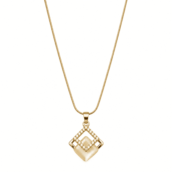 Kerinzo - Geometric Pendant Necklace with Crystal Accents and Modern Square Design for Women