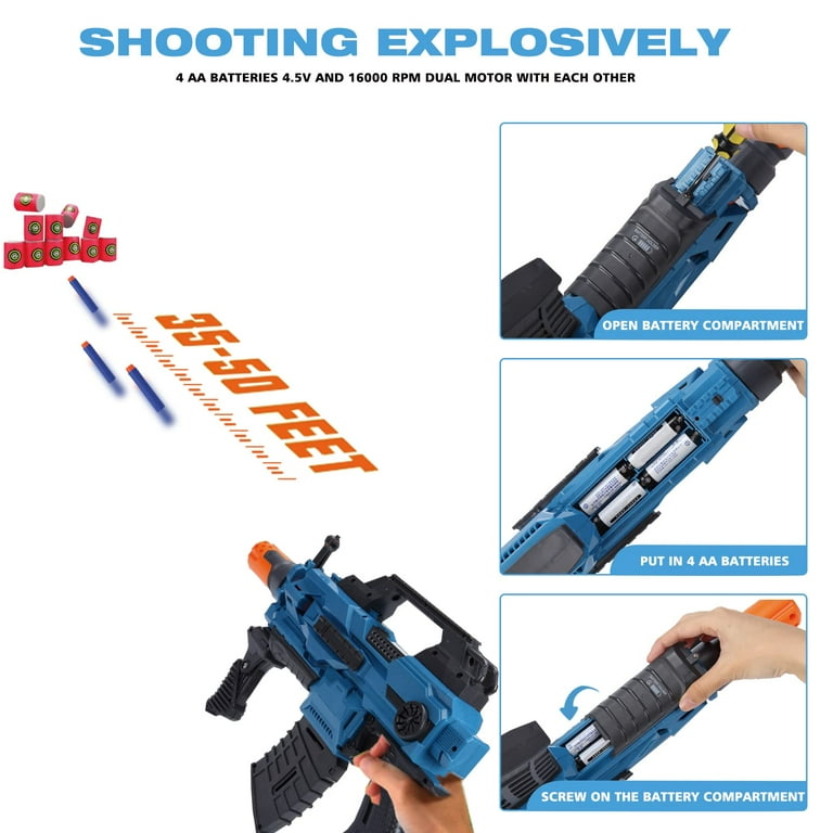 Toy Gun for Nerf Guns Automatic Machine Gun - Electric Toy Foam Blasters &  Guns with 30 Bullets for Boys 8-12, DIY Motorized Outdoor Shooting Games Gun,  Great Birthday Gift for Kids