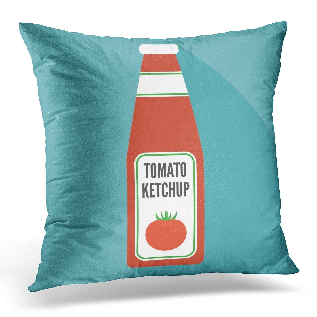 CMFUN Red Bottle Tomato Ketchup Flat Design White Sauce Pillows case