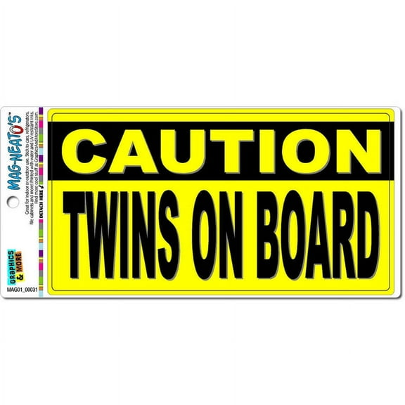 Caution Twins on Board Automotive Car Refrigerator Locker Vinyl Magnet