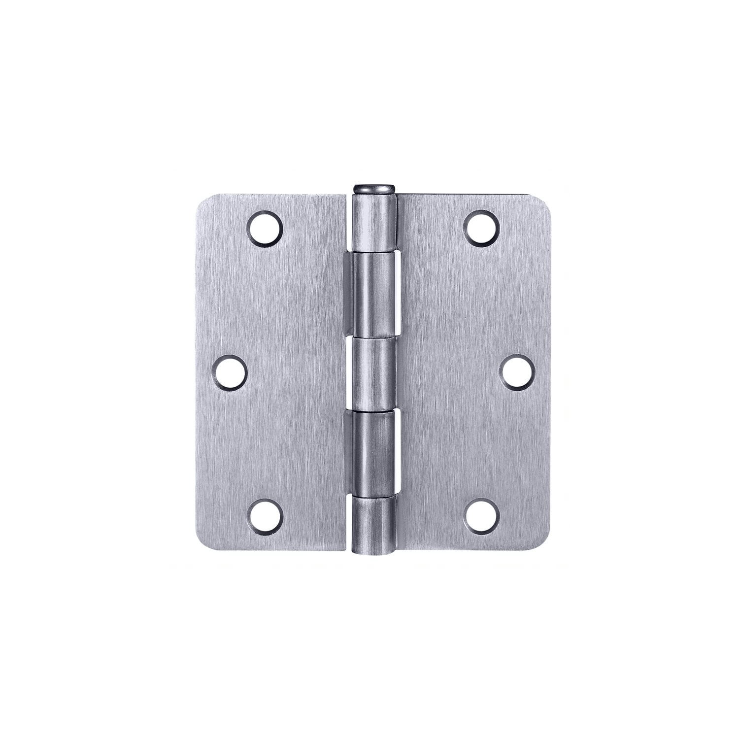 Brushed Chrome Steel Plain Bearing Door Hinge with Removable Pin, 3-1/2 x 3-1/2 in. 1/4 in. Radius, 3-Pack