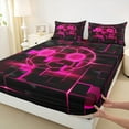 thumbnail image 3 of Erosebridal Red Football Queen Sheet Sets,Modern Geometric Grid Bedding Queen Size,Pink Glowing Neon Light Bed Sheets Set Queen Size For Teens,Breathable Room Decor，4pcs, 3 of 8