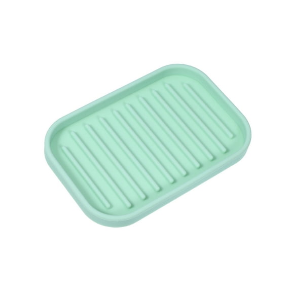 Unique Bargains Soap Dish Keep Soap Dry for Bathroom Silicone Light Green 13.5x9cm