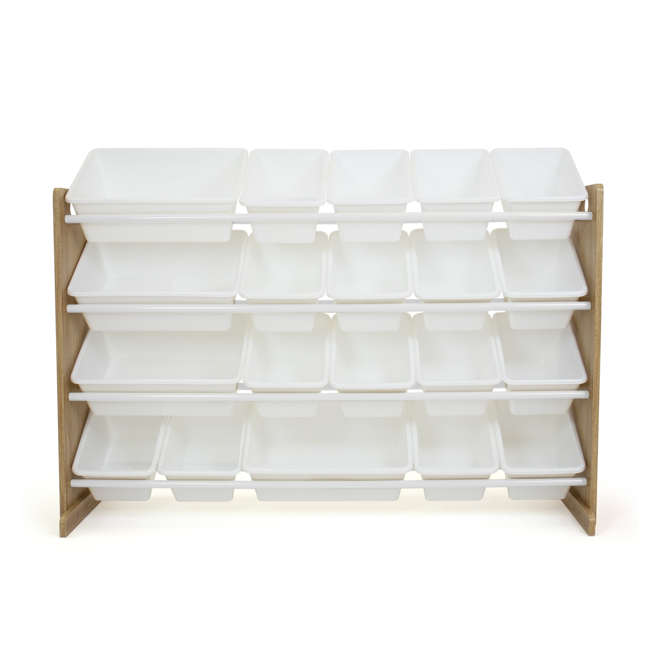 Humble Crew  XL  Kids Toy Storage Organizer with 20 Plastic Storage Bins, Natural/White
