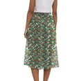 thumbnail image 4 of vigerkar Women's Midi Skirts High Waisted Pleated A-Line Swing Skirts Summer Floral Long Skirts with Pockets Dark Green, M, 4 of 6