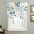 thumbnail image 2 of Spring Floral Checkered Balloon Curtains for Living Room/French Door, Sage Green Daisy Buffalo Plaid Tie Up Curtains 63 Inch Length Energy Saving Kitchen Curtains Shades for Windows 42"x63", 2 of 8