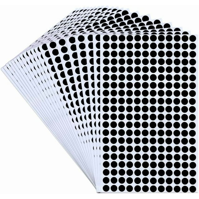240 pegatinas redondas planas de PVC negro de 10 mm para escribir a mano, álbumes de fotos, álbumes de recortes, diarios, manualidades y decoración.