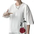 thumbnail image 3 of Men's T Shirts Men's CottonT-shirt Floral Mens Summer Fashion 5XL Oversized Tee White Casual Tshirt For Man, 3 of 6