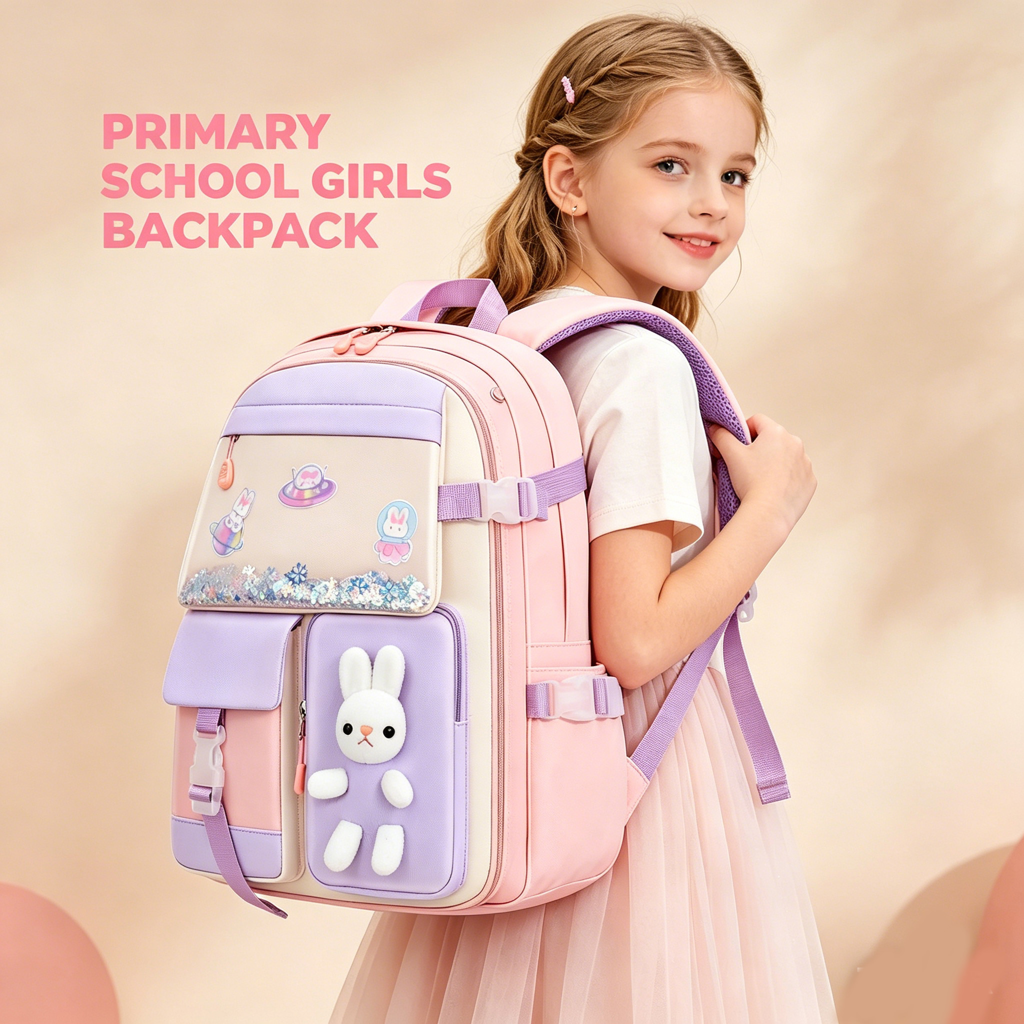 Mochilas escolares para niñas, de gran capacidad y modernas, ligeras e impermeables, rosa 3