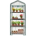 thumbnail image 2 of Buytoshop 4 Tier Mini Greenhouse with PVC Cover & Roll-Up Zipper Door, Portable Waterproof Greenhouse for Garden Backyard, 27" x 19" x 62", Transparent, 2 of 17