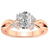 IGI Certified 3 Carat Oval Shape Lab Grown Diamond Engagement Ring | 14K Rose Gold | Twisted Blossom Lab Diamond Ring | FG-VS1-VS2 Quality Friendly Diamonds