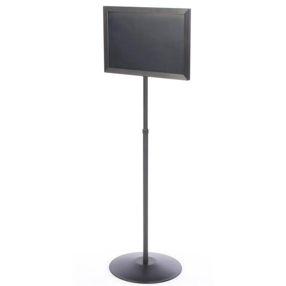 Indoor 17" x 11" Floor Sign Stand Holders with Telescoping Pole to Adjust Height - Black Metal (TLS1711BLK)