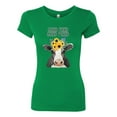 thumbnail image 2 of Good Food Good Mood Funny Cute Cow Animal Lover Womens Slim Fit Junior Tee, Kelly, 2XL, 2 of 3