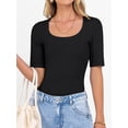 thumbnail image 4 of ANRABESS Womens Half Sleeve Tops Scoop Neck Ribbed Knit Slim Fitted Basic Tee Shirts Summer 2026 Trendy Spring Casual Clothes Black Small, 4 of 10