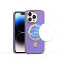 thumbnail image 2 of For Apple iPhone 15 Pro Max (6.7") Ultimate PU Leather Hybrid MagSafe Compatible Bumper Gold Frame Protection Cover ,Xpm Phone Case [ Light Purple ], 2 of 6
