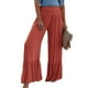 thumbnail image 1 of Txlixc - Pantalones de salón para mujer, holgados, cómodos, de pierna ancha, con parte inferior con volantes, de talle alto, sueltos, informales, para trabajo Txlixc Casual, 1 of 5