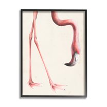 Stupell Industries Pink Flamingo Bending Feet Beak Detail Black Framed by Grace Popp