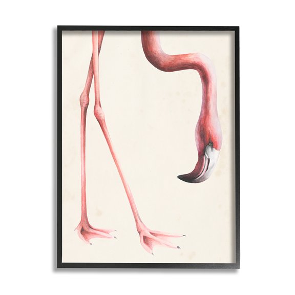 Stupell Industries Pink Flamingo Bending Feet Beak Detail Black Framed by Grace Popp