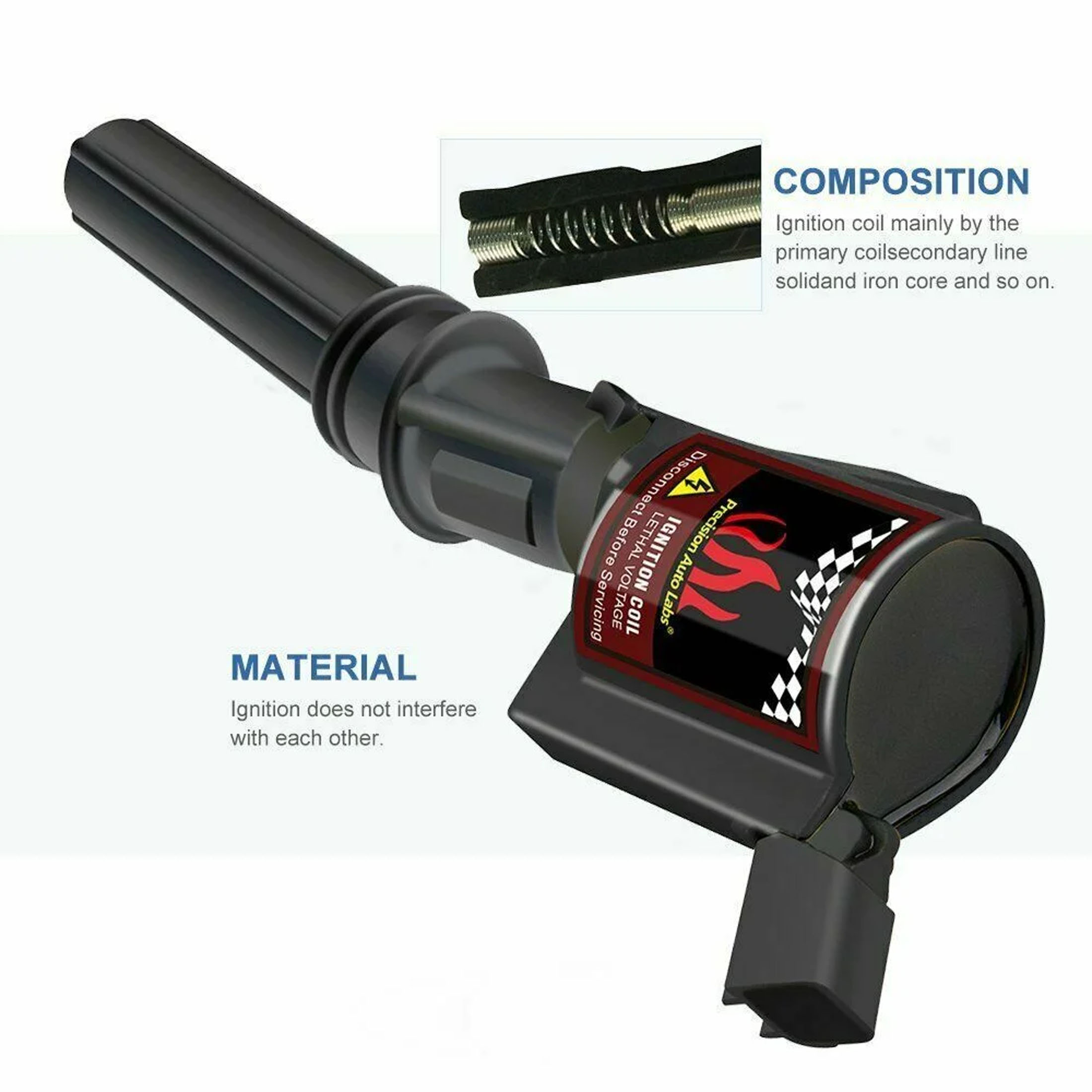 8 Pcs DG508 Ignition Coils and Spark Plugs Compatible with Ford F150 Lincoln 4.6L 5.4L V8, Black