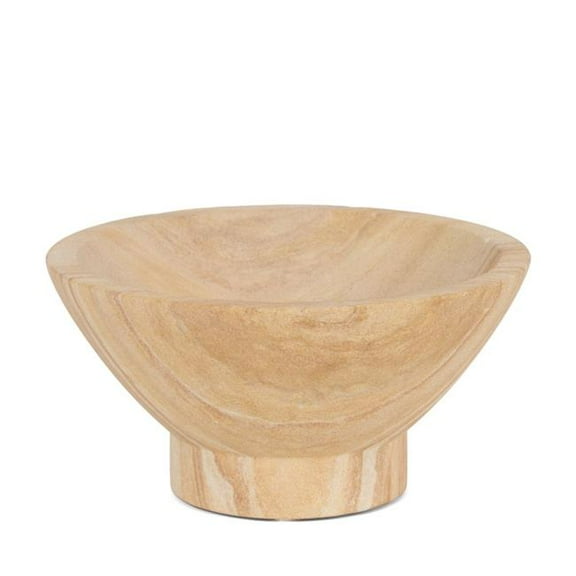 HomeRoots 609351 8 in. Beige Sandstone Round Pedestal Centerpiece Bowl
