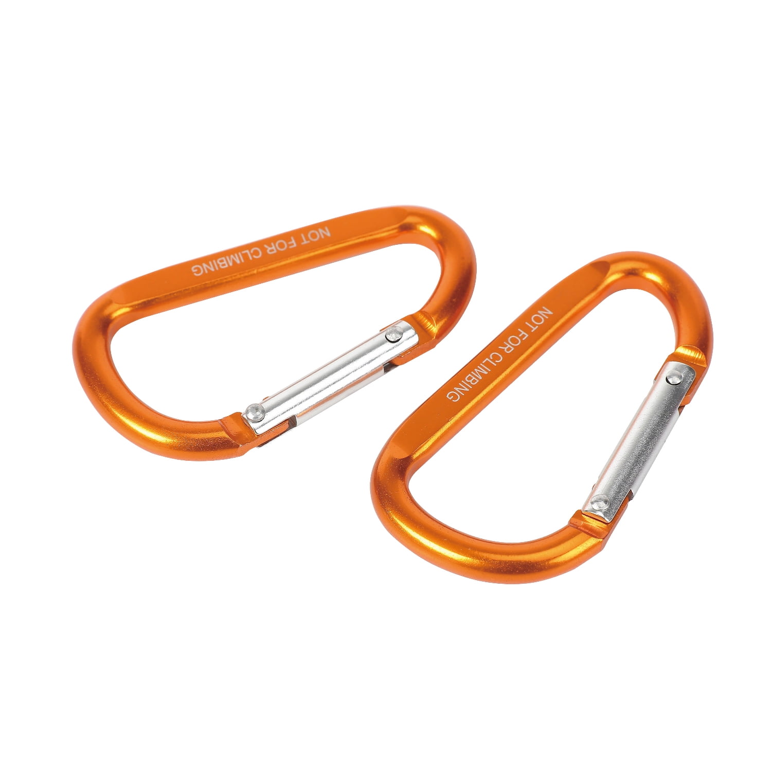 (2 pack) Ozark Trail 6 cm Orange D-Shaped Aluminum Carabiners, 2-Pack, Spring-Loaded Gate