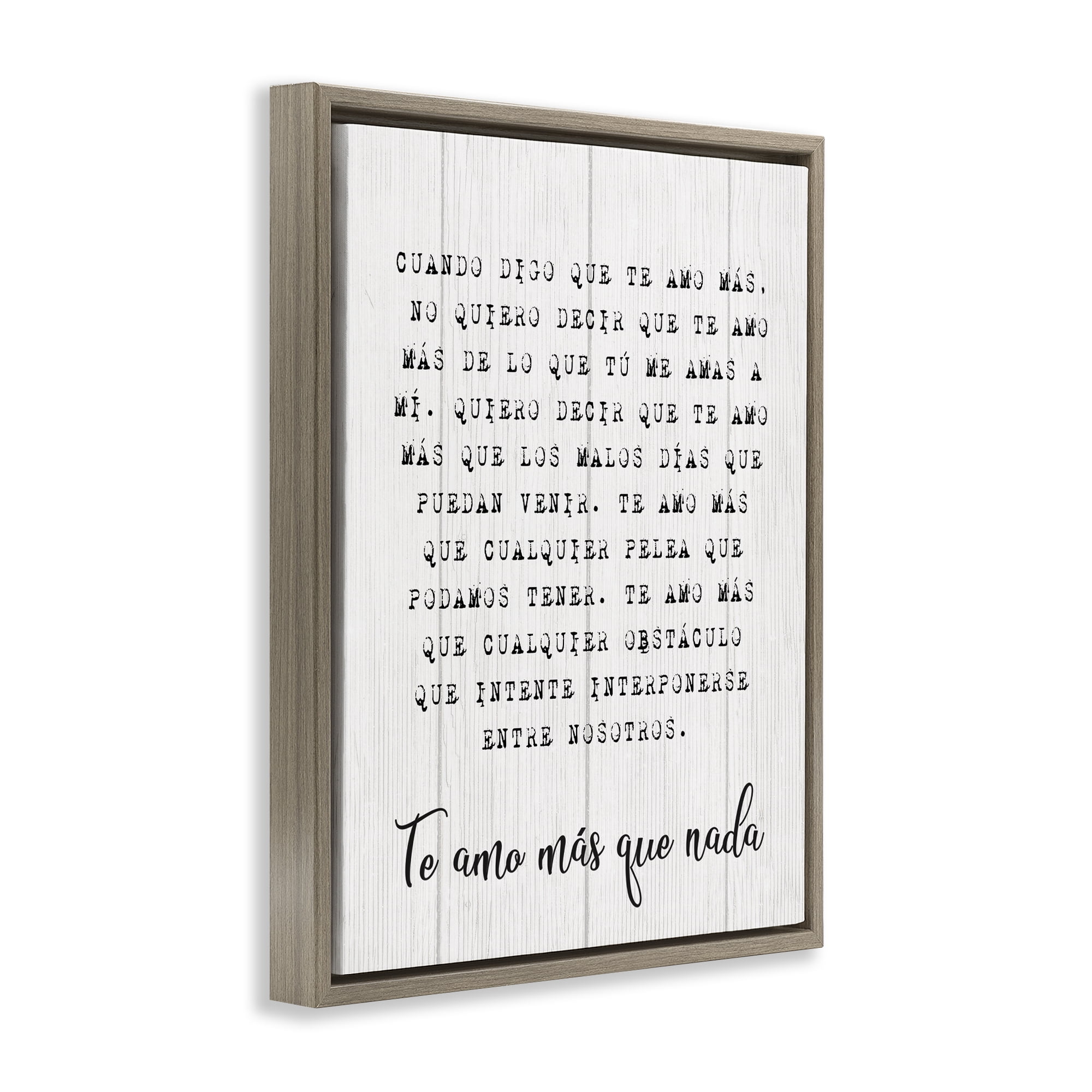 Stupell Industries Te Amo Sin Límites Inspirational Quotes & Sayings Painting Brown Floater Framed Art Print Wall Art, 17 x 21