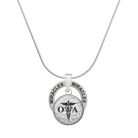 Delight Jewelry Silvertone Domed Black OTA Miracles Ring Charm Necklace 18
