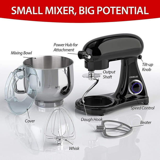 All Metal COOKLEE Stand Mixer 800W 8.5 Qt. Kitchen Mixer 10 1 Speeds with Dishwasher Safe Dough Hooks Flat Beaters Whisk Pouring Shield