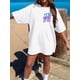 thumbnail image 1 of Women'S Casual Crew Neck T-Shirt, Polyester 100% Knit Fabric, Half Sleeve with Drop Shoulder, Regular Fit, Summer Alphabet Pattern Tee, No Belt - PKDZ042, 1 of 6