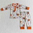 thumbnail image 1 of Conjunto de ropa de dormir para niños pequeños, conjunto de mallas y pantalones de Halloween, fantasma, Horror, púrpura, a rayas, otoño, 1 of 2