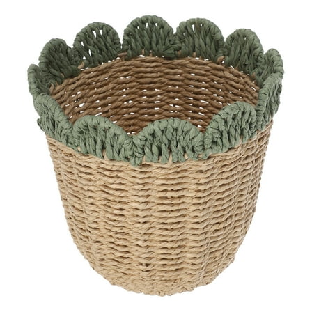 OFFIGAM Handwoven Paper Rope Trash Can with , Farmhouse Style Storage Bin for Home Organization