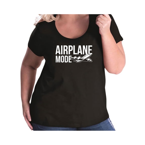 Airplane Mode Womens Plus Size Scoopneck Tee