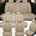 thumbnail image 5 of Car Seat Covers 5-Seat Set for Toyota RAV4 2013-2018: 5-Seat Set Faux Leather Seat Covers Waterproof Car Seat Protector (5-Seat Set, Beige), 5 of 7