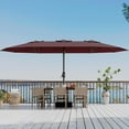 thumbnail image 3 of Garvee 15 ft Double-Sided Patio Umbrella with Base Included, Large Outdoor Rectangular Market Umbrella for Poolside, Lawn & Backyard, Claret, 3 of 9
