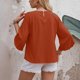 thumbnail image 4 of Women's Casual Chiffon Blouse Tops 3/4 Ruffled Sleeve Crew Neck Loose Fit Blouses Shirts Business Work Shirt apricot XXL, 4 of 4