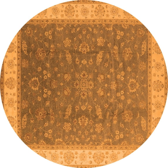 Ahgly Company Indoor Round Oriental Orange Industrial Area Rugs, 5' Round