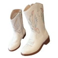 thumbnail image 5 of Zshosam Toddler Girl Boots Cowgirl Boots for Girls Mid Calf Youth Girl Cowboy Western Boots Pointed Toe Embroidered for Horse Riding Party Toddler Little Big Kids Size 1.5,(Beige Big Kids 1.5), 5 of 9