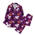 thumbnail image 1 of Xuewenshw Pyjamas pour Femmes pour Famille Ensemble Assorti Pyjamas de Vacances Ensemble de Pyjama Classique Boutonné en Satin, 1 of 3