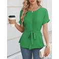 thumbnail image 6 of IWEMEK Women's Blouses Trendy Leisure Going Out Tops Comfy Breathable Flax Tunics Top Pure Green Spring Shirts 2025, 6 of 6