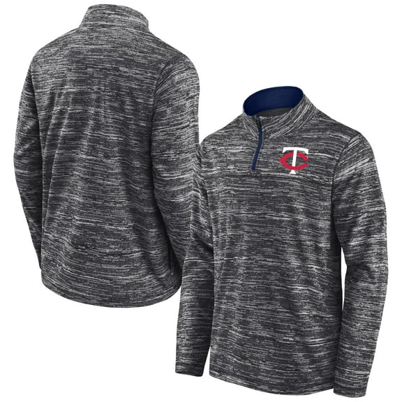 Men's Fanatics Charcoal Minnesota Twins Getting Faster Space-Dye Quarter-Zip Top