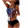 thumbnail image 3 of 250 Anniversary USA Womens Tankini Swimsuits Colorful America Flag Printed Swimwear Two Piece Tummy Control Bathing Suit Beach Blouson Top with Shorts Modest Bathing Suit 2026 Black L, 3 of 6