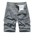 thumbnail image 2 of Conairie Men Cargo Shorts Vintage Elastic Waist Twill Work Shorts Breathable Distressed Washed Multi Pocket Hiking Shorts Grey 34, 2 of 7