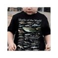 thumbnail image 1 of Sharks Of The World Anime Graphic Print 100% Cotton T-shirt, Boys Casual Fashion Round Neck Short Sleeve 100% Cotton T-shirt Spring Summer, Boys' Daily Life Clothing, 1 of 7