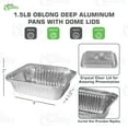 thumbnail image 3 of [100 Pack] 1.5LB Oblong Take Out Foil Baking Pans with Dome Lids Deep - 747 Aluminum Pan for Baking, Roasting, Potluck, Reheating, Catering, Party, BBQ, Baking by EcoQuality, 3 of 5